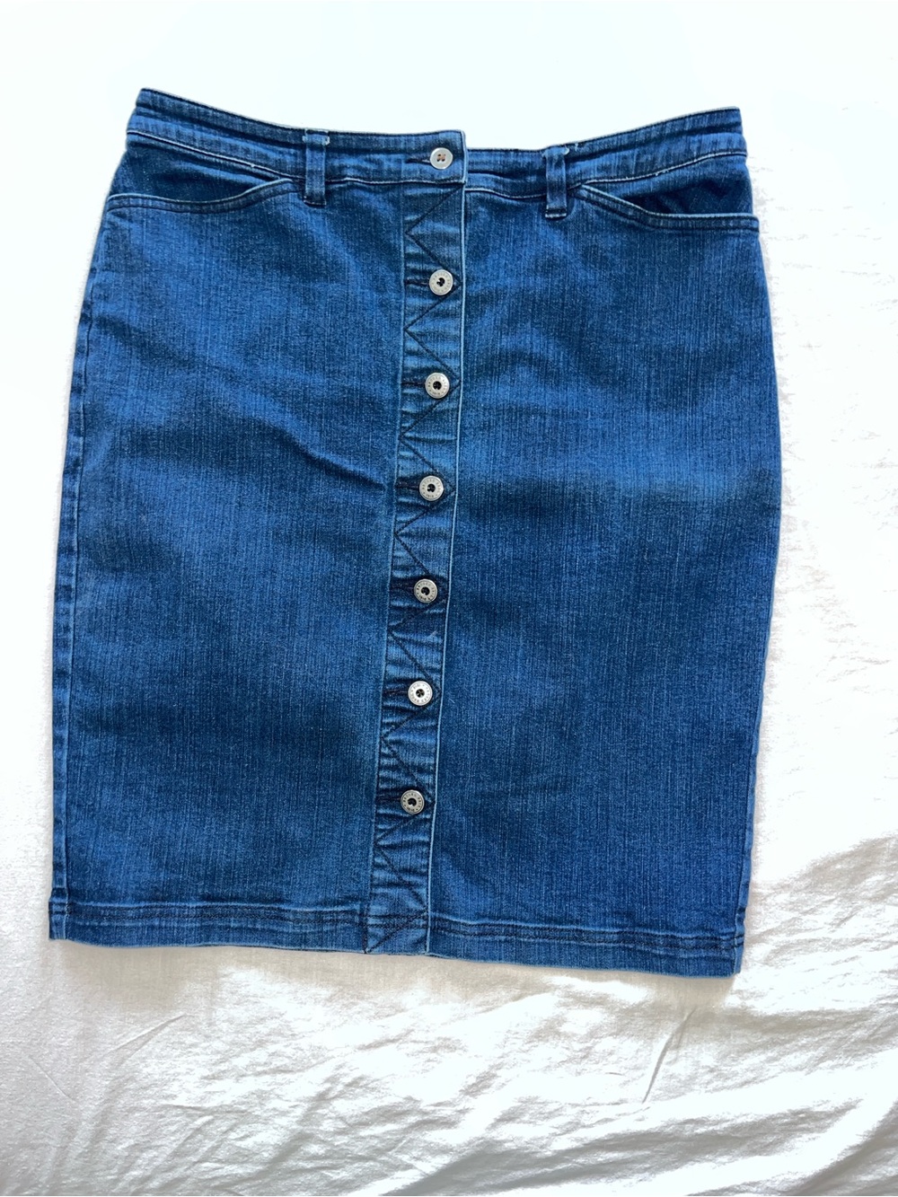 Brooks Brothers Red Fleece Denim Button-Front Skirt Sz 12 Preppy